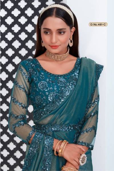 MEHEK 481 COLOUR SIMPLE SAREE WITH EMBROIDERED BLOUSE